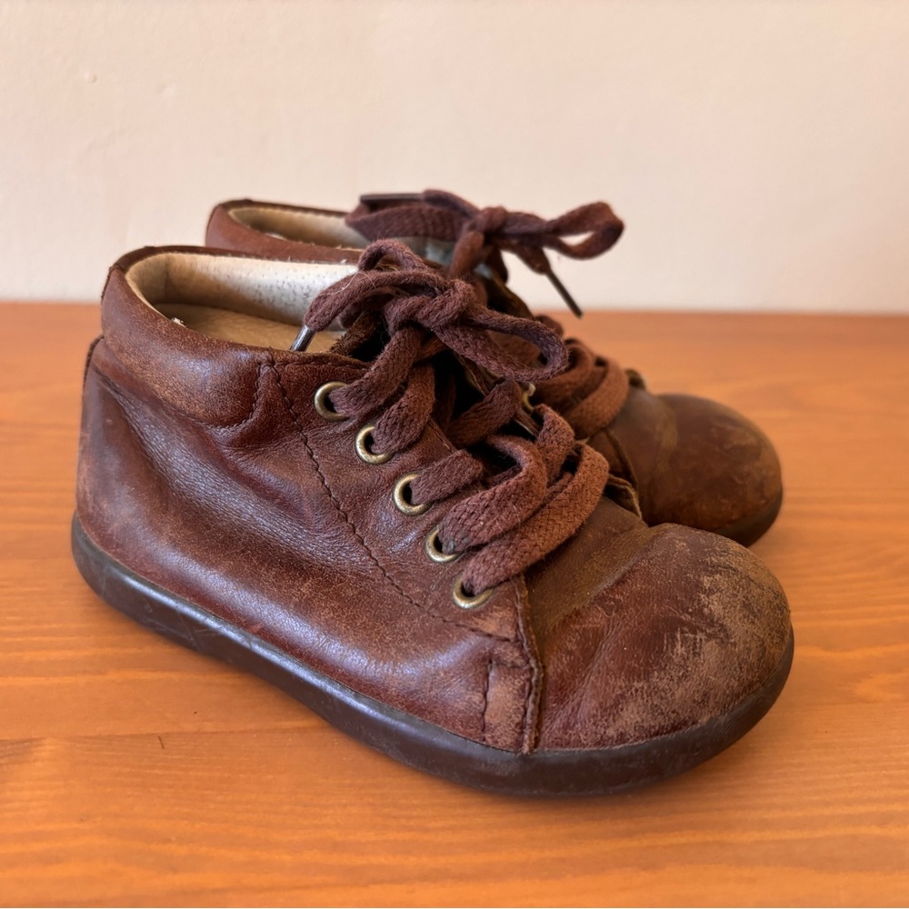Brown Leather Kids Shoes Boots Rugged 6.5T Stride Rite